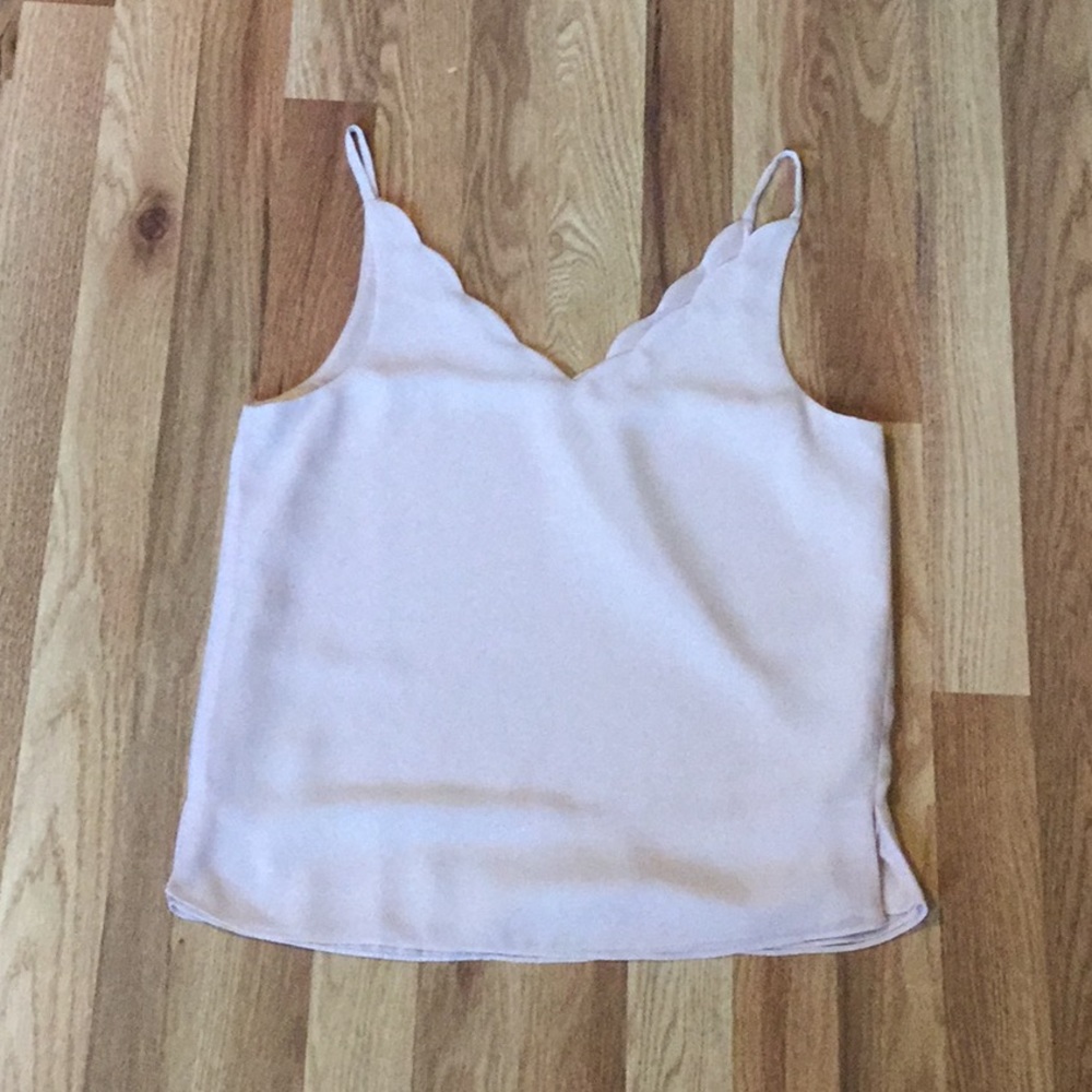 Revelry scalloped chiffon cami in ballet blush